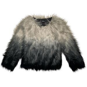 Love Token Gray to Black Ombre Faux Fur Jacket Size Small